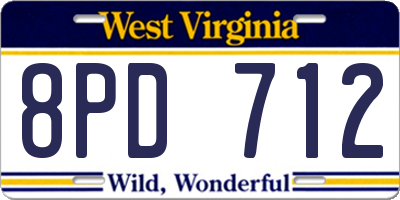 WV license plate 8PD712