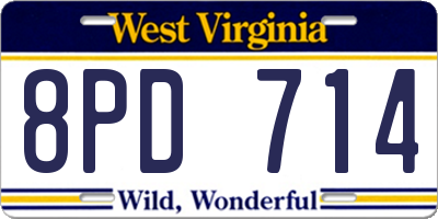 WV license plate 8PD714