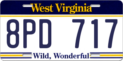 WV license plate 8PD717
