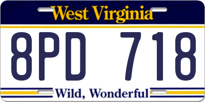 WV license plate 8PD718