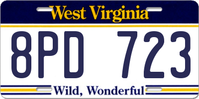 WV license plate 8PD723