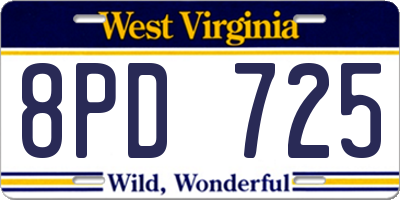 WV license plate 8PD725