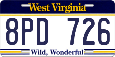 WV license plate 8PD726