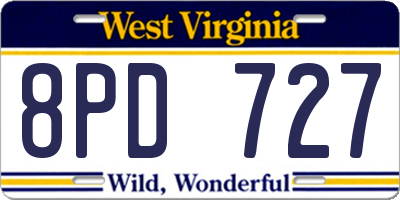 WV license plate 8PD727