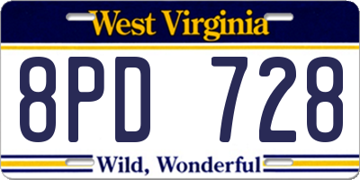 WV license plate 8PD728