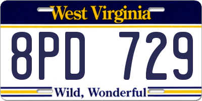 WV license plate 8PD729