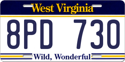 WV license plate 8PD730