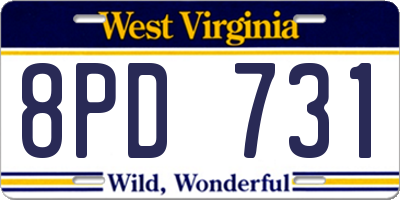 WV license plate 8PD731