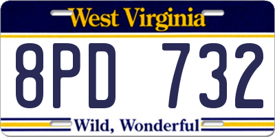 WV license plate 8PD732