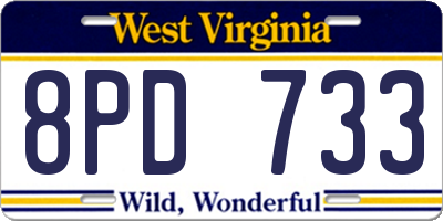 WV license plate 8PD733