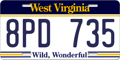 WV license plate 8PD735