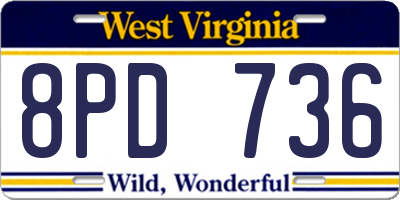 WV license plate 8PD736