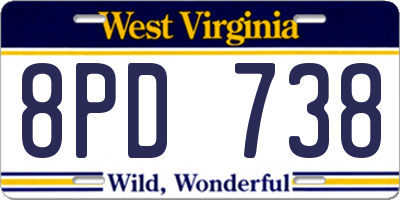 WV license plate 8PD738