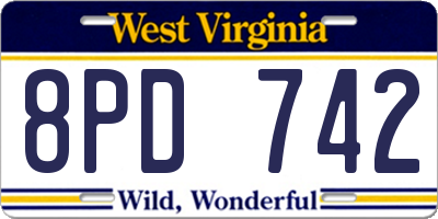 WV license plate 8PD742