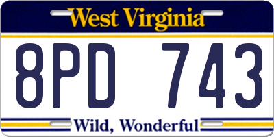 WV license plate 8PD743