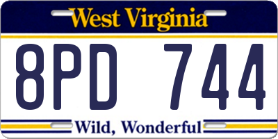 WV license plate 8PD744