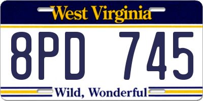 WV license plate 8PD745