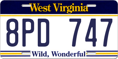 WV license plate 8PD747