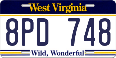 WV license plate 8PD748