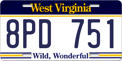 WV license plate 8PD751