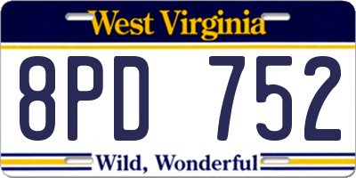 WV license plate 8PD752