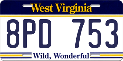 WV license plate 8PD753