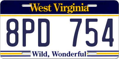 WV license plate 8PD754