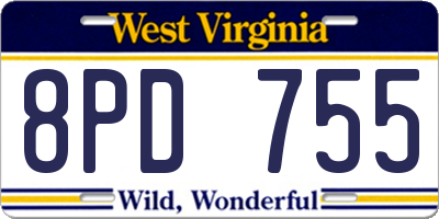 WV license plate 8PD755