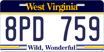 WV license plate 8PD759
