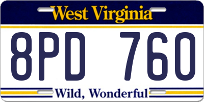 WV license plate 8PD760