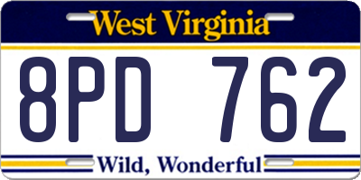 WV license plate 8PD762