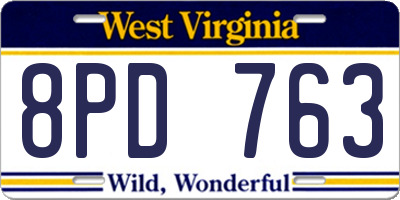 WV license plate 8PD763