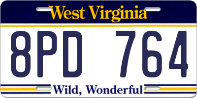 WV license plate 8PD764