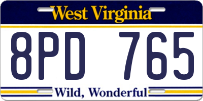 WV license plate 8PD765