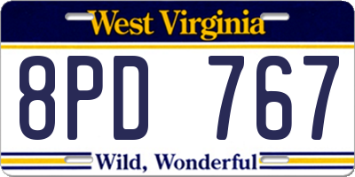 WV license plate 8PD767
