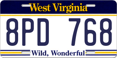 WV license plate 8PD768