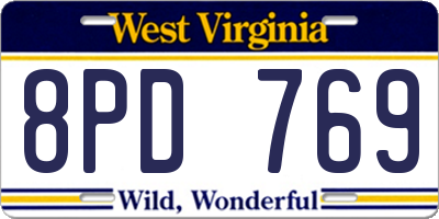 WV license plate 8PD769