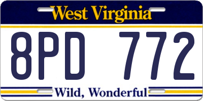 WV license plate 8PD772
