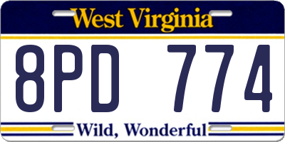 WV license plate 8PD774