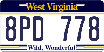 WV license plate 8PD778