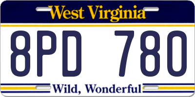 WV license plate 8PD780