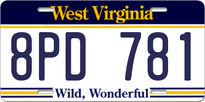 WV license plate 8PD781