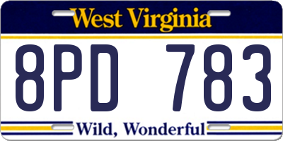 WV license plate 8PD783