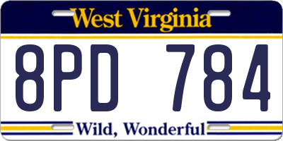 WV license plate 8PD784