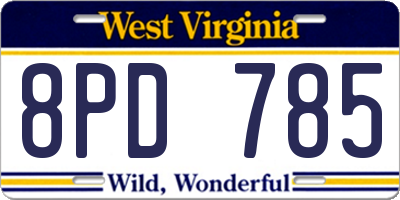 WV license plate 8PD785