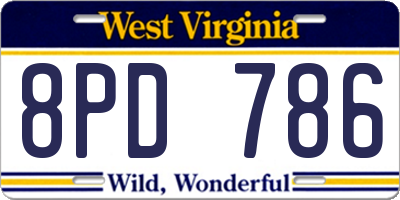 WV license plate 8PD786