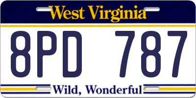 WV license plate 8PD787