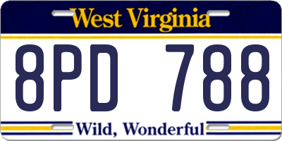 WV license plate 8PD788