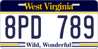 WV license plate 8PD789