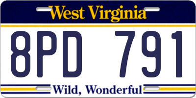 WV license plate 8PD791
